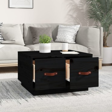 vidaXL Τραπεζάκι Σαλονιού Μαύρο 60x53x35cm από Μασίφ Ξύλο Πεύκου 1 τεμ.
