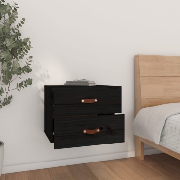 vidaXL Κομοδίνο Επιτοίχιο Μαύρα 50x36x40cm 1 τεμ.