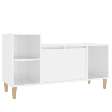 vidaXL Έπιπλο Τηλεόρασης Γυαλ. Λευκό 100x35x55cm Επεξεργασμένο Ξύλο