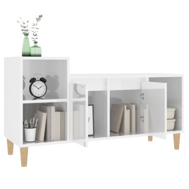 vidaXL Έπιπλο Τηλεόρασης Γυαλ. Λευκό 100x35x55cm Επεξεργασμένο Ξύλο