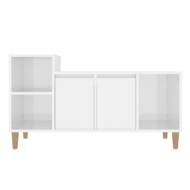 vidaXL Έπιπλο Τηλεόρασης Γυαλ. Λευκό 100x35x55cm Επεξεργασμένο Ξύλο