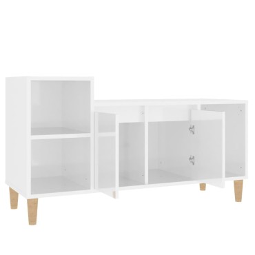 vidaXL Έπιπλο Τηλεόρασης Γυαλ. Λευκό 100x35x55cm Επεξεργασμένο Ξύλο
