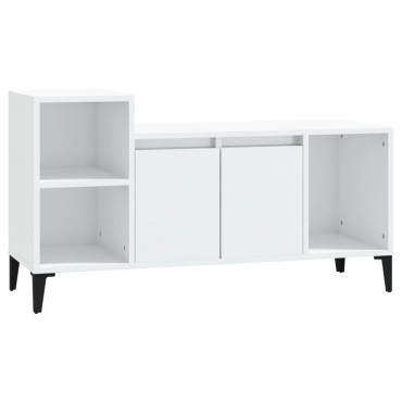 vidaXL Έπιπλο Τηλεόρασης Γυαλ. Λευκό 100x35x55cm Επεξεργασμένο Ξύλο