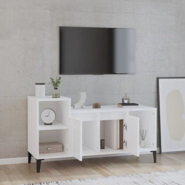 vidaXL Έπιπλο Τηλεόρασης Γυαλ. Λευκό 100x35x55cm Επεξεργασμένο Ξύλο