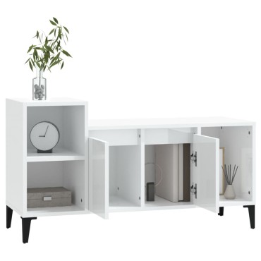 vidaXL Έπιπλο Τηλεόρασης Γυαλ. Λευκό 100x35x55cm Επεξεργασμένο Ξύλο