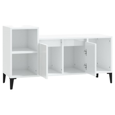 vidaXL Έπιπλο Τηλεόρασης Γυαλ. Λευκό 100x35x55cm Επεξεργασμένο Ξύλο