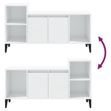 vidaXL Έπιπλο Τηλεόρασης Γυαλ. Λευκό 100x35x55cm Επεξεργασμένο Ξύλο