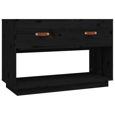 vidaXL Έπιπλο Τηλεόρασης Μαύρο 90x40x60cm από Μασίφ Ξύλο Πεύκου