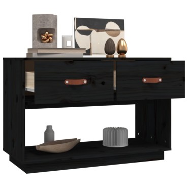 vidaXL Έπιπλο Τηλεόρασης Μαύρο 90x40x60cm από Μασίφ Ξύλο Πεύκου