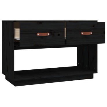 vidaXL Έπιπλο Τηλεόρασης Μαύρο 90x40x60cm από Μασίφ Ξύλο Πεύκου