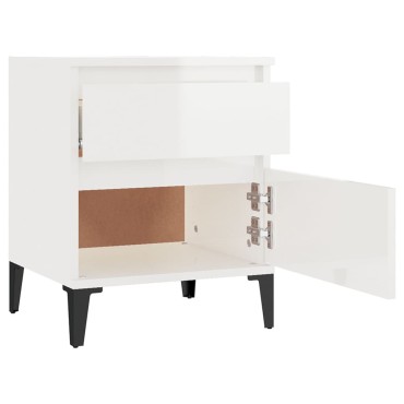 vidaXL Κομοδίνα Γυαλιστερό Λευκό 40x35x50cm 1 τεμ.