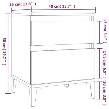 vidaXL Κομοδίνα Γυαλιστερό Λευκό 40x35x50cm 1 τεμ.