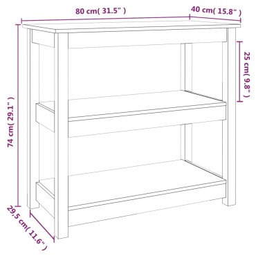 vidaXL Τραπέζι κονσόλα άσπρο 80x40x74cm από Μασίφ Ξύλο Πεύκου 1 τεμ.