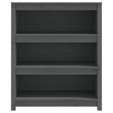 vidaXL Βιβλιοθήκη Γκρι 80x35x97cm από Μασίφ Ξύλο Πεύκου 1 τεμ.