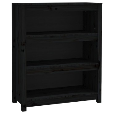 vidaXL Βιβλιοθήκη Μαύρη 80x35x97cm από Μασίφ Ξύλο Πεύκου 1 τεμ.