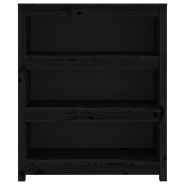 vidaXL Βιβλιοθήκη Μαύρη 80x35x97cm από Μασίφ Ξύλο Πεύκου 1 τεμ.