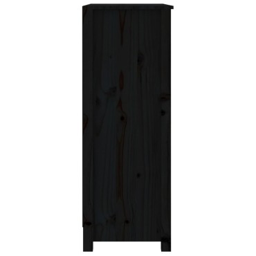 vidaXL Βιβλιοθήκη Μαύρη 80x35x97cm από Μασίφ Ξύλο Πεύκου 1 τεμ.