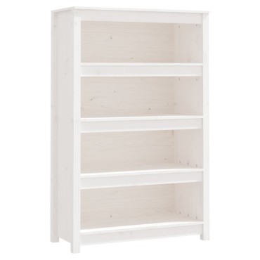 vidaXL Βιβλιοθήκη Λευκή 80x35x126cm από Μασίφ Ξύλο Πεύκου 1 τεμ.