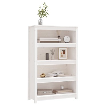 vidaXL Βιβλιοθήκη Λευκή 80x35x126cm από Μασίφ Ξύλο Πεύκου 1 τεμ.