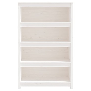 vidaXL Βιβλιοθήκη Λευκή 80x35x126cm από Μασίφ Ξύλο Πεύκου 1 τεμ.