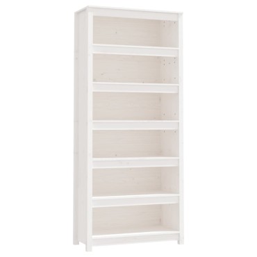vidaXL Βιβλιοθήκη Λευκή 80x35x183cm από Μασίφ Ξύλο Πεύκου 1 τεμ.
