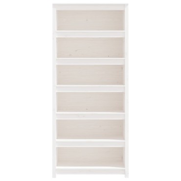 vidaXL Βιβλιοθήκη Λευκή 80x35x183cm από Μασίφ Ξύλο Πεύκου 1 τεμ.