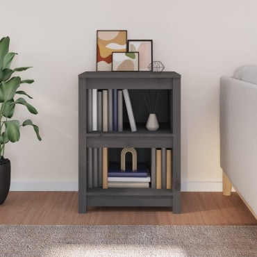 vidaXL Βιβλιοθήκη Γκρι 50x35x68cm από Μασίφ Ξύλο Πεύκου 1 τεμ.