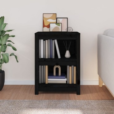 vidaXL Βιβλιοθήκη Μαύρη 50x35x68cm από Μασίφ Ξύλο Πεύκου 1 τεμ.