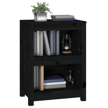 vidaXL Βιβλιοθήκη Μαύρη 50x35x68cm από Μασίφ Ξύλο Πεύκου 1 τεμ.