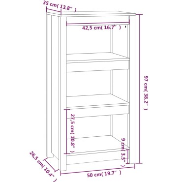 vidaXL Βιβλιοθήκη Μελί 50x35x97cm από Μασίφ Ξύλο Πεύκου 1 τεμ.
