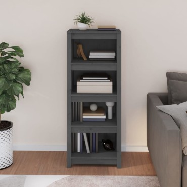 vidaXL Βιβλιοθήκη Γκρι 50x35x125,5cm από Μασίφ Ξύλο Πεύκου 1 τεμ.