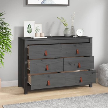 vidaXL Βοηθητικό Ντουλάπι Γκρι 100x40x72cm από Μασίφ Ξύλο Πεύκου 1 τεμ.