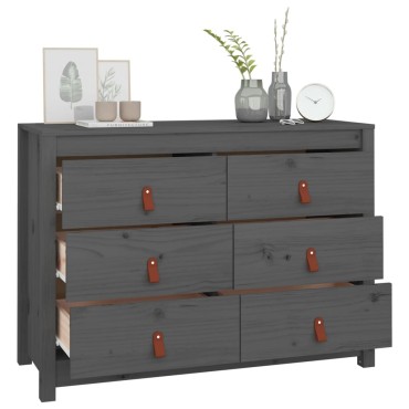 vidaXL Βοηθητικό Ντουλάπι Γκρι 100x40x72cm από Μασίφ Ξύλο Πεύκου 1 τεμ.