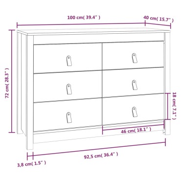 vidaXL Βοηθητικό Ντουλάπι Γκρι 100x40x72cm από Μασίφ Ξύλο Πεύκου 1 τεμ.