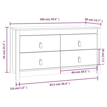 vidaXL Βοηθητικό Ντουλάπι 100x40x54cm από Μασίφ Ξύλο Πεύκου 1 τεμ.