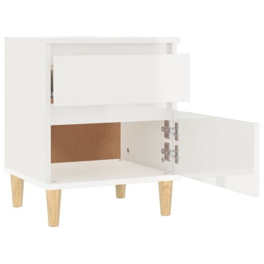 vidaXL Κομοδίνα Γυαλιστερό Λευκό 40x35x50cm 1 τεμ.