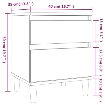 vidaXL Κομοδίνα Γυαλιστερό Λευκό 40x35x50cm 1 τεμ.