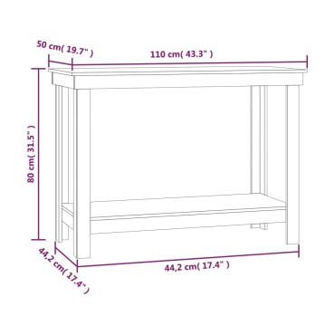 vidaXL Πάγκος Εργασίας Γκρι 110x50x80 εκ. από Μασίφ Ξύλο Πεύκου