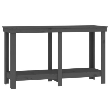 vidaXL Πάγκος Εργασίας Γκρι 140x50x80 εκ. από Μασίφ Ξύλο Πεύκου
