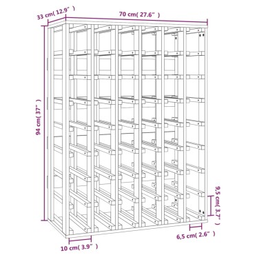 vidaXL Ραφιέρα Κρασιών 70x33x94cm από Μασίφ Ξύλο Πεύκου 1 τεμ.