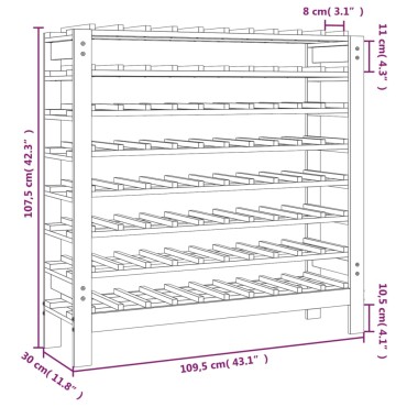 vidaXL Ραφιέρα Κρασιών 109,5x30x107,5cm από Μασίφ Ξύλο Πεύκου 1 τεμ.