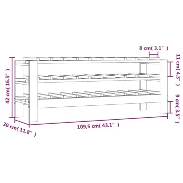 vidaXL Ραφιέρα Κρασιών 109,5x30x42cm από Μασίφ Ξύλο Πεύκου 1 τεμ.