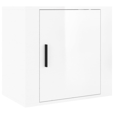 vidaXL Κομοδίνο Επιτοίχιο Γυαλιστερό Λευκό 50x30x47cm 1 τεμ.