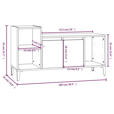 vidaXL Έπιπλο Τηλεόρασης Καφέ Δρυς 100x35x55cm Επεξεργασμένο Ξύλο
