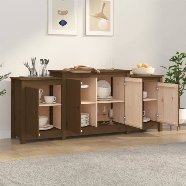vidaXL Ντουλάπι Καφέ Μελί 164x37x68cm από Μασίφ Ξύλο Πεύκου 1 τεμ.