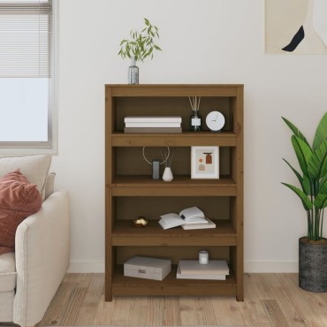 vidaXL Βιβλιοθήκη Μελί 80x35x126cm από Μασίφ Ξύλο Πεύκου 1 τεμ.