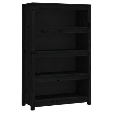 vidaXL Βιβλιοθήκη Μαύρη 80x35x126cm από Μασίφ Ξύλο Πεύκου 1 τεμ.