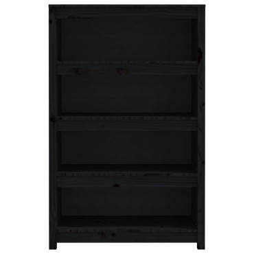 vidaXL Βιβλιοθήκη Μαύρη 80x35x126cm από Μασίφ Ξύλο Πεύκου 1 τεμ.