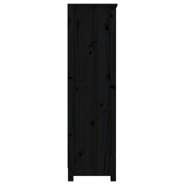 vidaXL Βιβλιοθήκη Μαύρη 80x35x126cm από Μασίφ Ξύλο Πεύκου 1 τεμ.