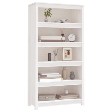 vidaXL Βιβλιοθήκη Λευκή 80x35x154cm από Μασίφ Ξύλο Πεύκου 1 τεμ.